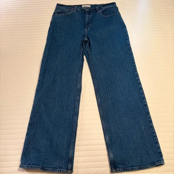Abercromie & Fitch 90s Relaxed Jean High Rise Denim Jeans Womens 32/14 - Picture 2 of 8